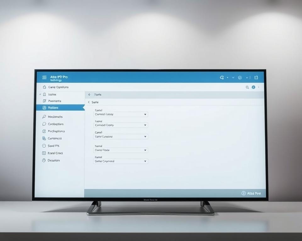 A modern, minimalist-style configuration screen for the Atlas IPTV Pro platform. In the foreground, a clean, well-organized interface with clearly labeled settings and options, displayed on a sleek, high-resolution display. The middle ground features subtly detailed icons and UI elements, hinting at the platform's robust functionality. In the background, a soft, blurred gradient in muted tones creates a sense of depth and professionalism. Crisp lighting from above casts subtle shadows, emphasizing the interface's intuitive layout and user-friendly design. The overall atmosphere conveys a sense of technical sophistication and seamless user experience. A modern, minimalist-style configuration screen for the Atlas IPTV Pro platform. In the foreground, a clean, well-organized interface with clearly labeled settings and options, displayed on a sleek, high-resolution display. The middle ground features subtly detailed icons and UI elements, hinting at the platform's robust functionality. In the background, a soft, blurred gradient in muted tones creates a sense of depth and professionalism. Crisp lighting from above casts subtle shadows, emphasizing the interface's intuitive layout and user-friendly design. The overall atmosphere conveys a sense of technical sophistication and seamless user experience.