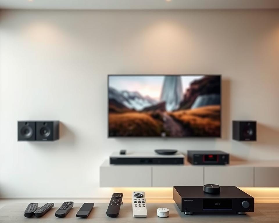 A sleek and modern home entertainment setup with the advanced features of the Atlas Pro TV prominently displayed. The television is mounted on a clean, minimalist wall with subtle ambient lighting. The screen shows a visually stunning image or video, highlighting the device's impressive display capabilities. In the foreground, various remote controls, smart home devices, and high-end audio equipment are neatly arranged, suggesting the comprehensive integration and control offered by the Atlas Pro TV. The overall scene conveys a sense of sophisticated technology seamlessly blending with a stylish, contemporary living space. A sleek and modern home entertainment setup with the advanced features of the Atlas Pro TV prominently displayed. The television is mounted on a clean, minimalist wall with subtle ambient lighting. The screen shows a visually stunning image or video, highlighting the device's impressive display capabilities. In the foreground, various remote controls, smart home devices, and high-end audio equipment are neatly arranged, suggesting the comprehensive integration and control offered by the Atlas Pro TV. The overall scene conveys a sense of sophisticated technology seamlessly blending with a stylish, contemporary living space.