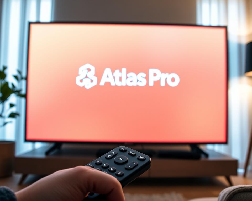 A sleek, minimalist smart TV interface displays the free Atlas Pro app, its logo prominently featured. The screen is bathed in a warm, inviting glow, creating a cozy, living room atmosphere. In the foreground, a modern TV remote with intuitive controls is positioned, hinting at the seamless user experience. The background subtly depicts a modern, well-appointed living space, with hints of natural wood and soft lighting, emphasizing the app's integration into the home environment. The composition is balanced and visually appealing, reflecting the professionalism and accessibility of the Atlas Pro app for smart TV users. A sleek, minimalist smart TV interface displays the free Atlas Pro app, its logo prominently featured. The screen is bathed in a warm, inviting glow, creating a cozy, living room atmosphere. In the foreground, a modern TV remote with intuitive controls is positioned, hinting at the seamless user experience. The background subtly depicts a modern, well-appointed living space, with hints of natural wood and soft lighting, emphasizing the app's integration into the home environment. The composition is balanced and visually appealing, reflecting the professionalism and accessibility of the Atlas Pro app for smart TV users.